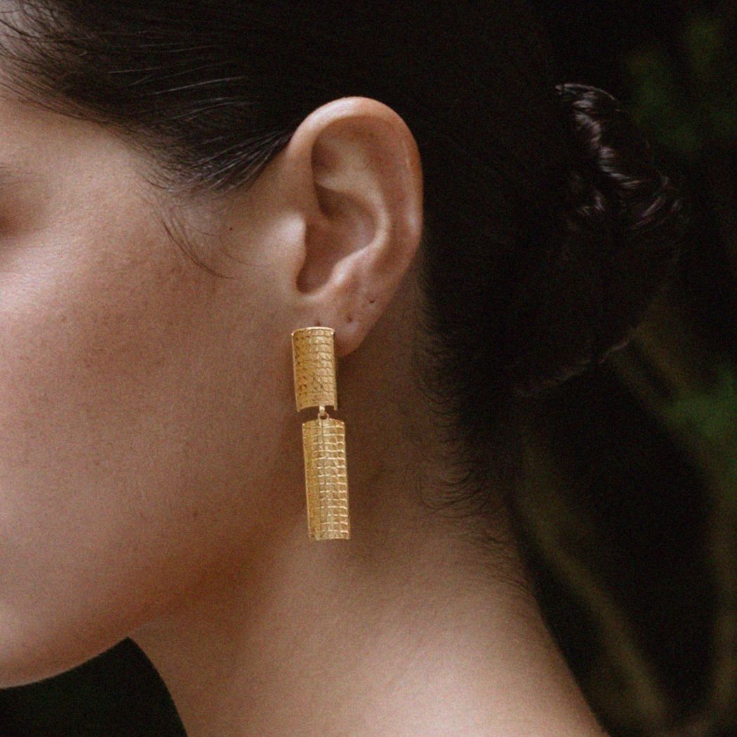 Earrings Engawa in Gold Plated Silver 