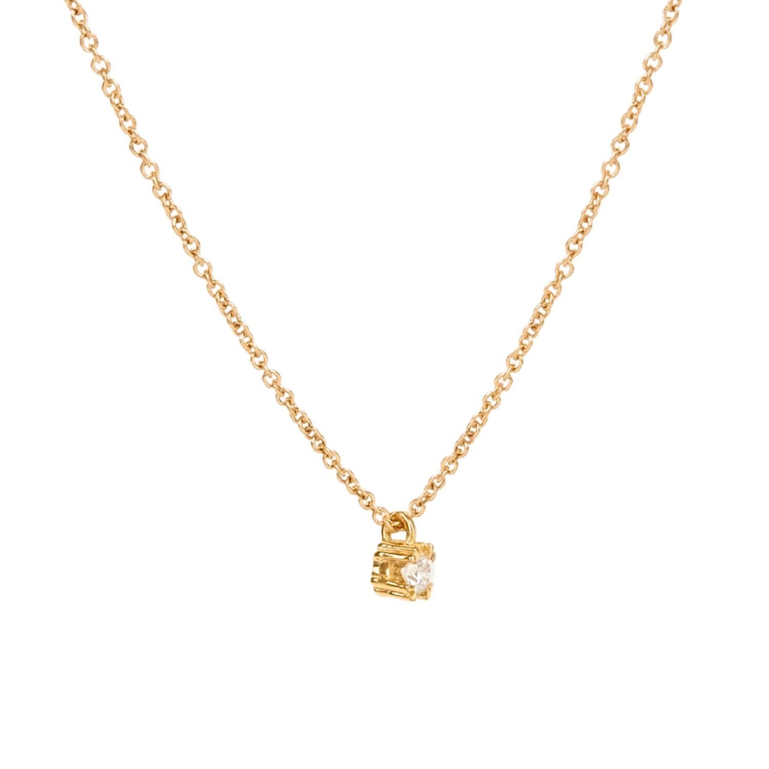 Necklace with Diamond Solitaire in 19,2Kt Gold 