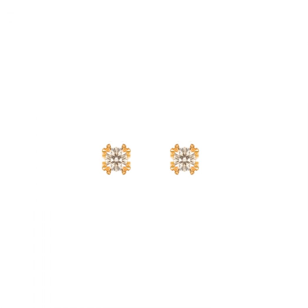 Earrings with Diamond Solitaire in 19,2Kt Gold 