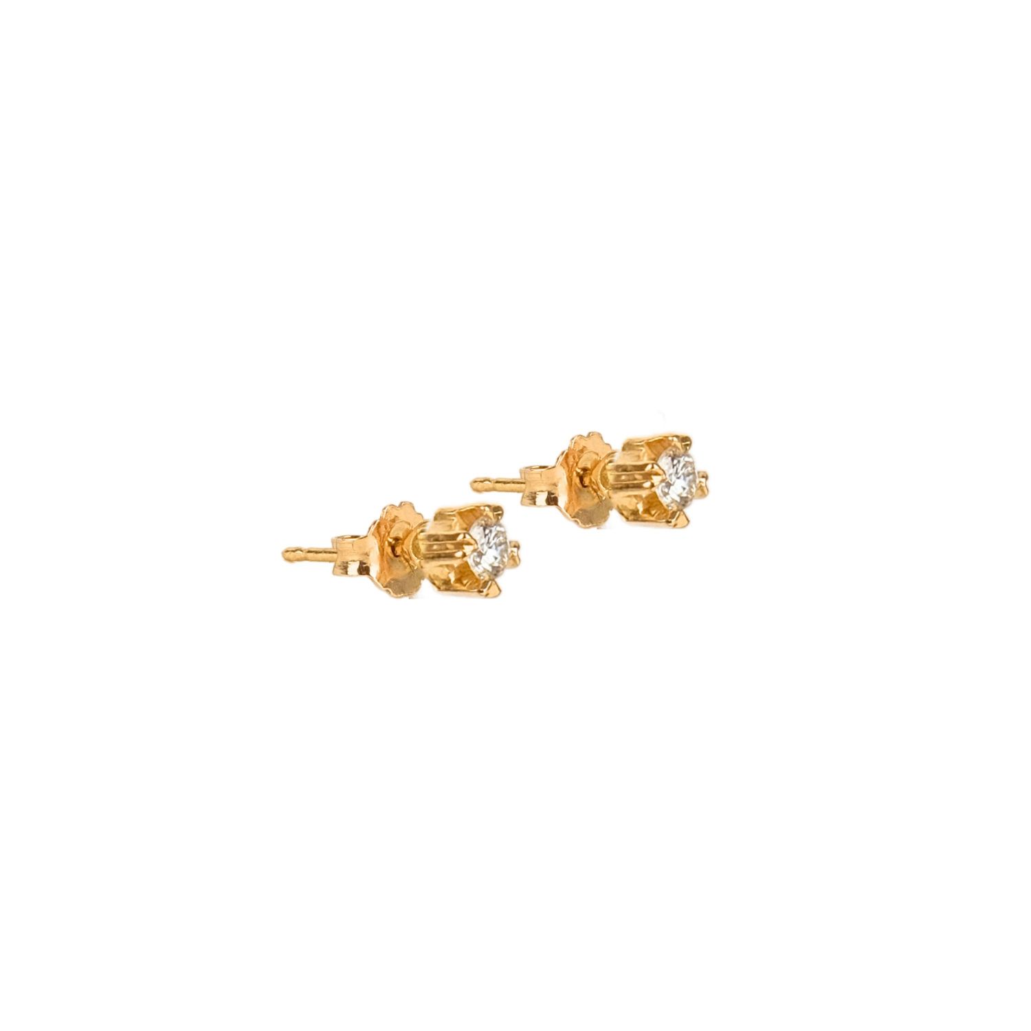 Earrings with Diamond Solitaire in 19,2Kt Gold 