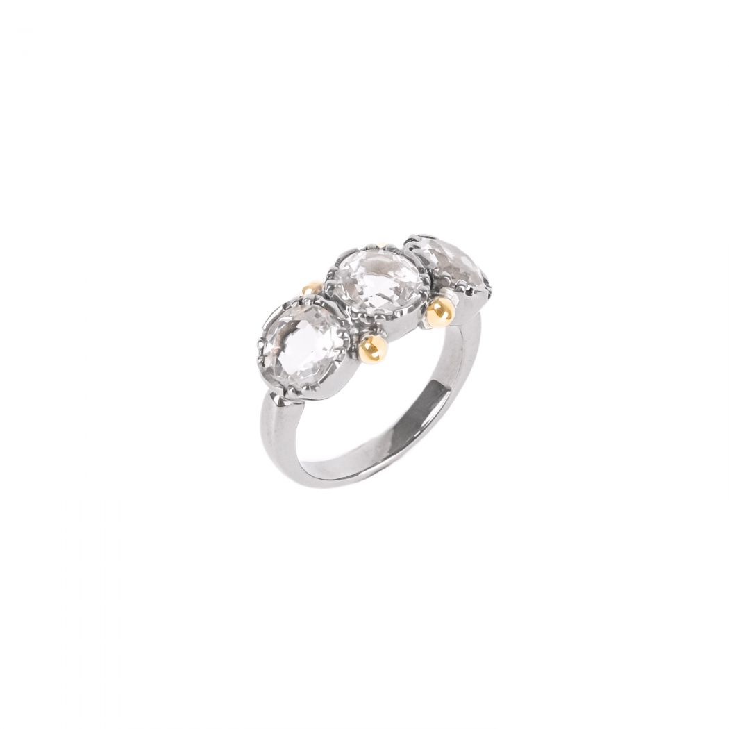 Ring Trio Crystal in Silver and Gold 