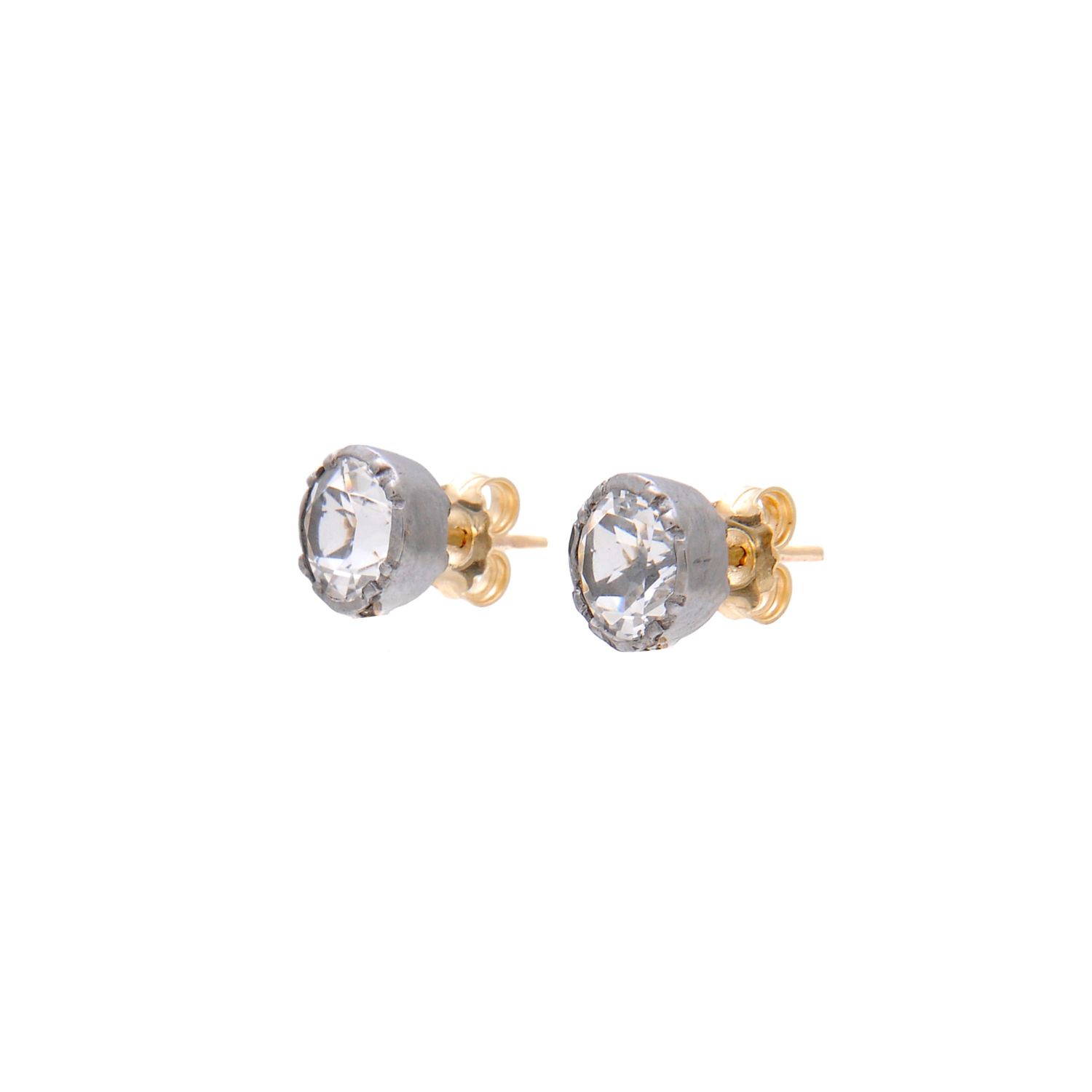 Earrings Solitaire Rock Crystal in Silver and Gold 