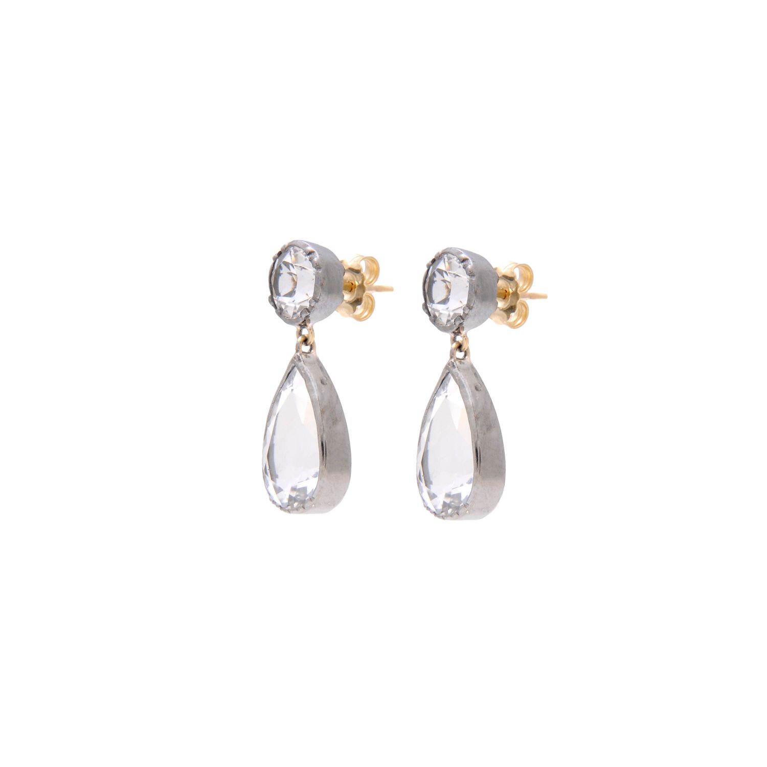 Earrings Drop Rock Crystal in Silver and Gold 