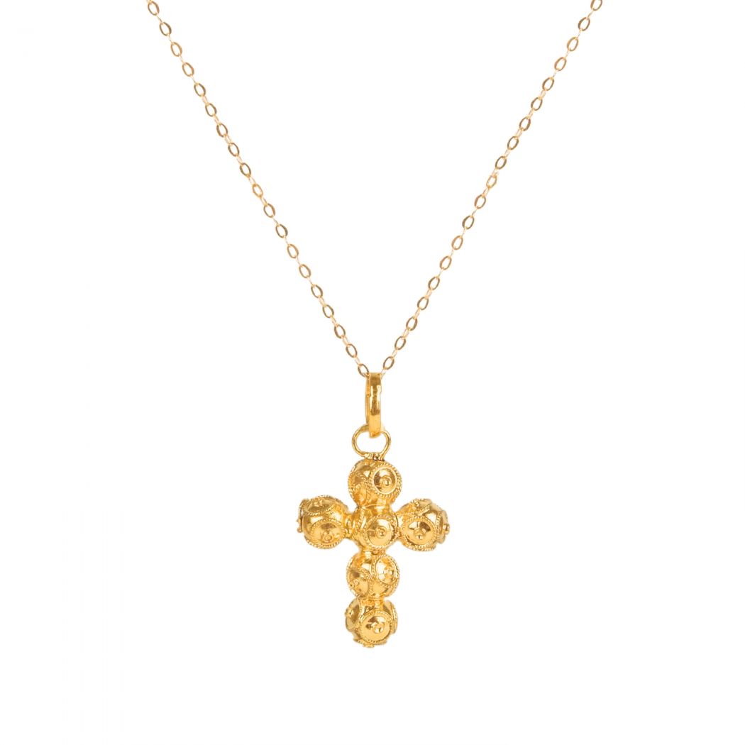 Necklace Cross Viana's Contas in 19,2Kt Gold 