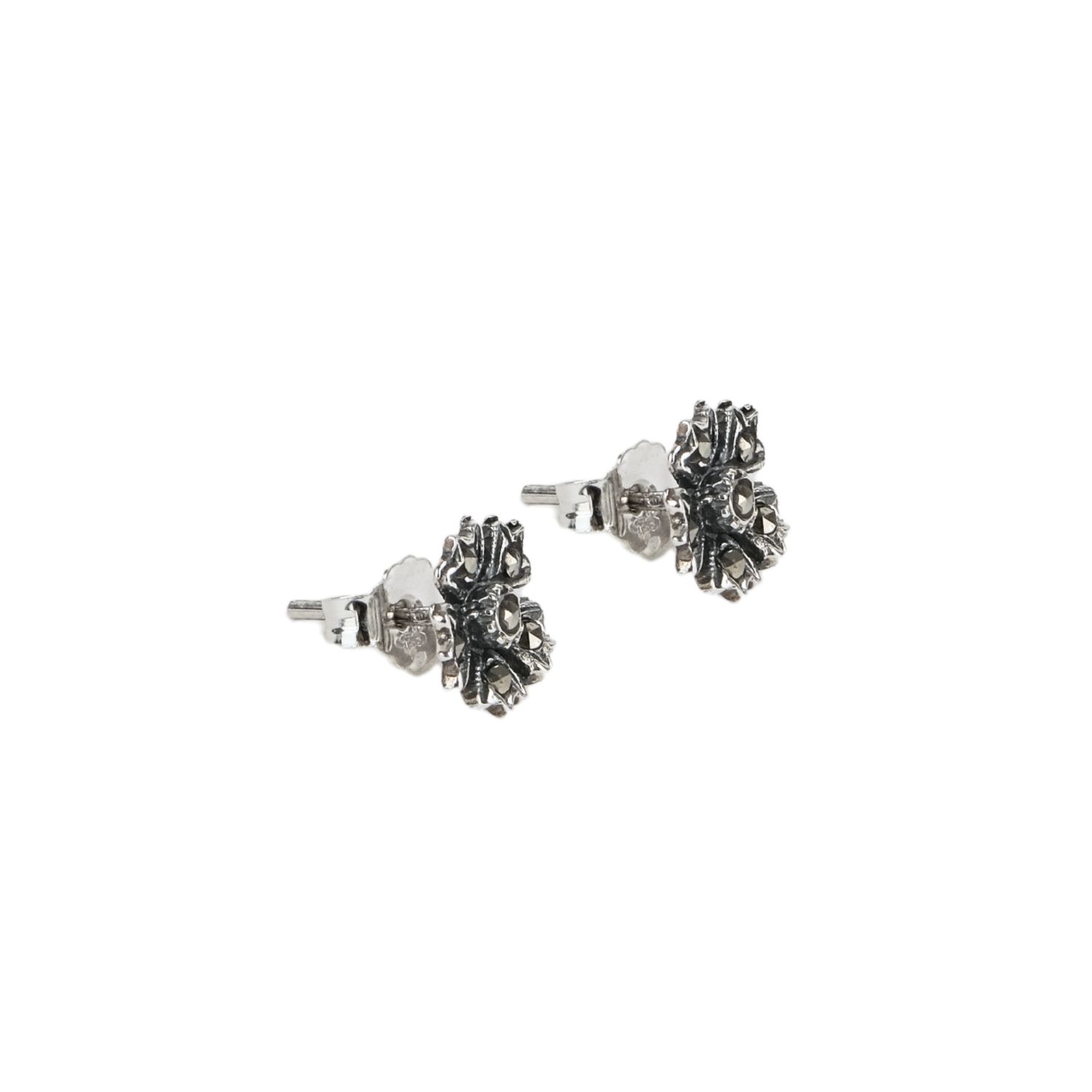 Earrings Flower with Marcasites in Silver 