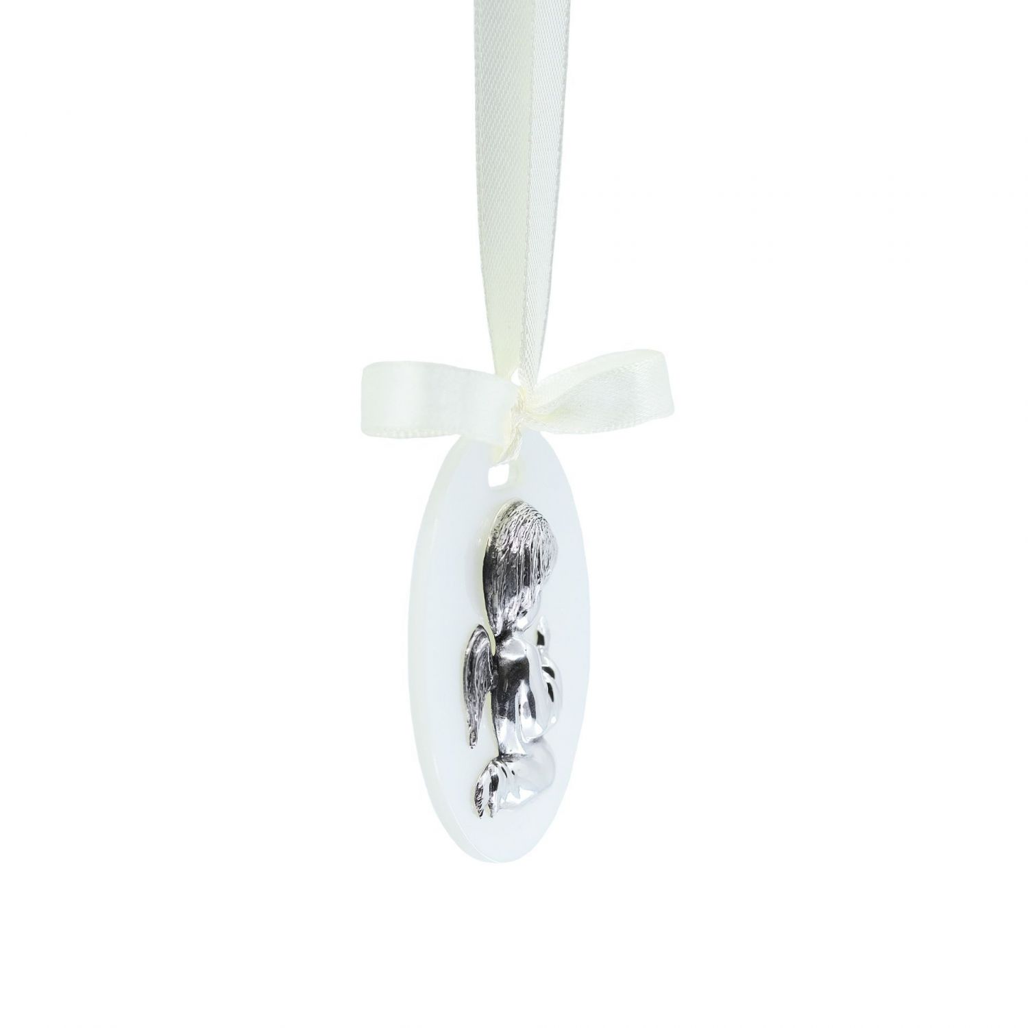 Pendant Guardian Angel in Silver on Acrylic 