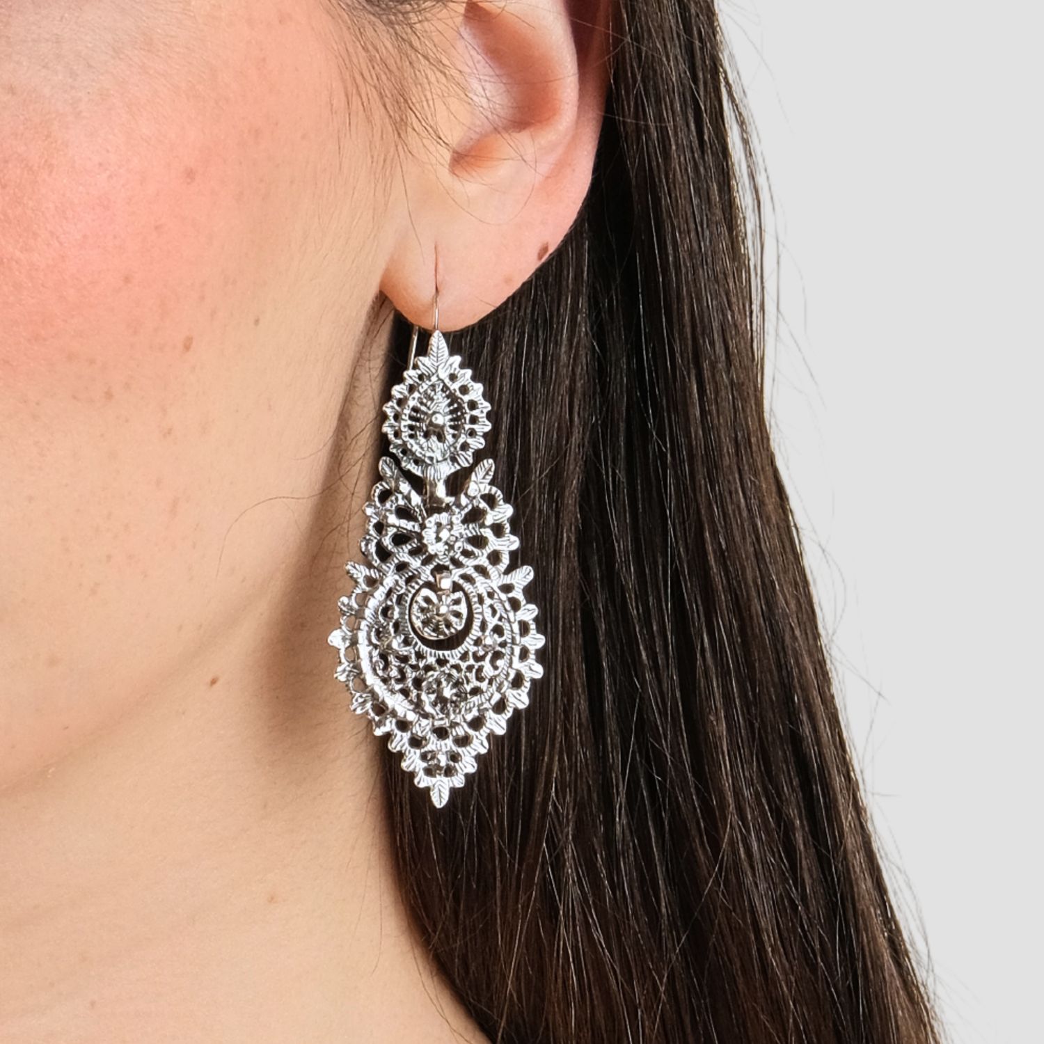 Queen Earrings L in Silver 