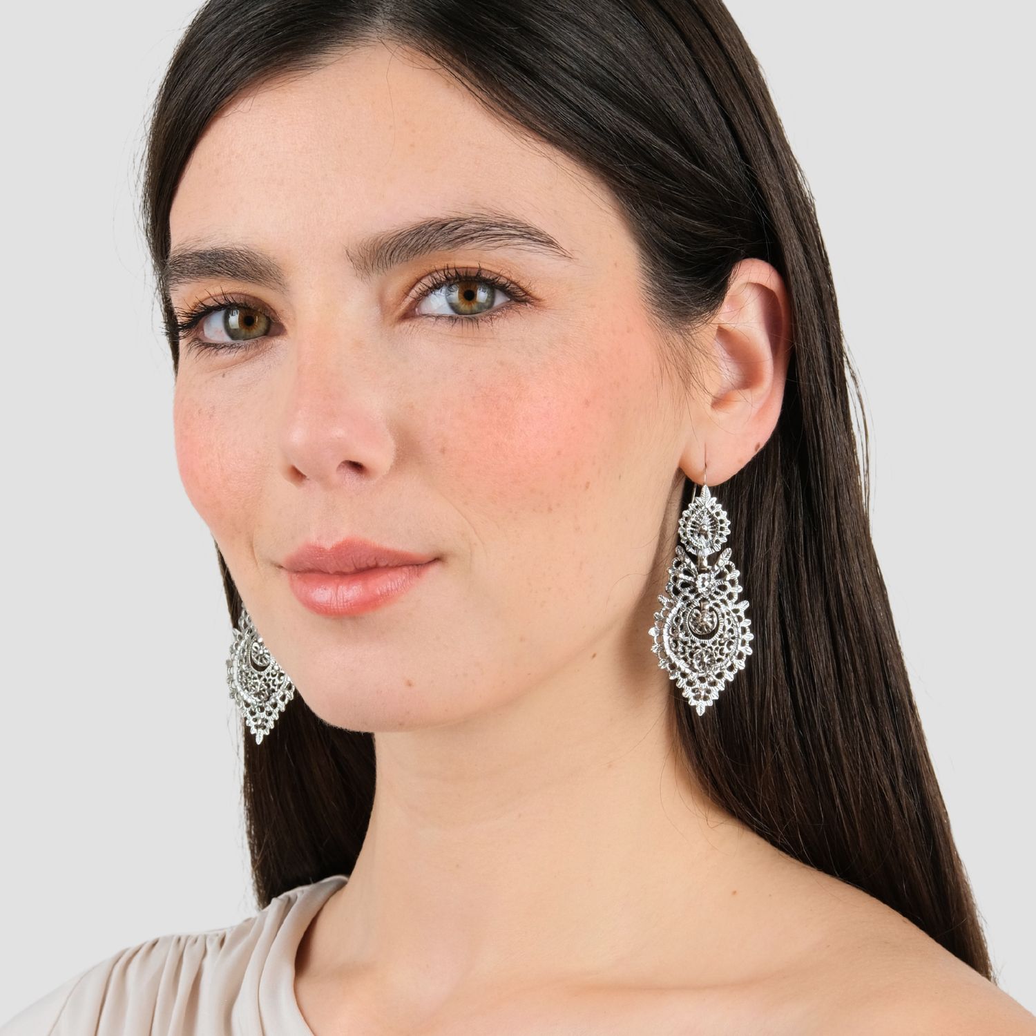 Queen Earrings L in Silver 