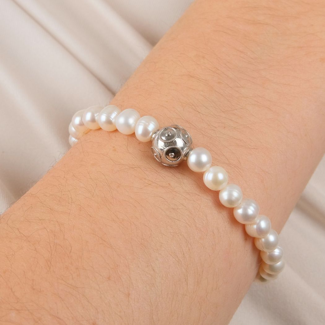 Bracelet avec Conta de Viana en Argent et Perles 