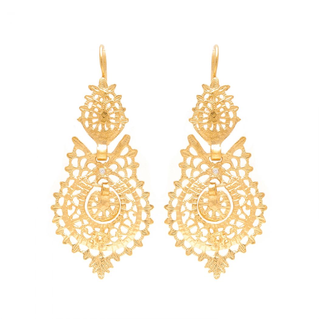 Queen Earrings in 19,2Kt Gold and Diamonds 