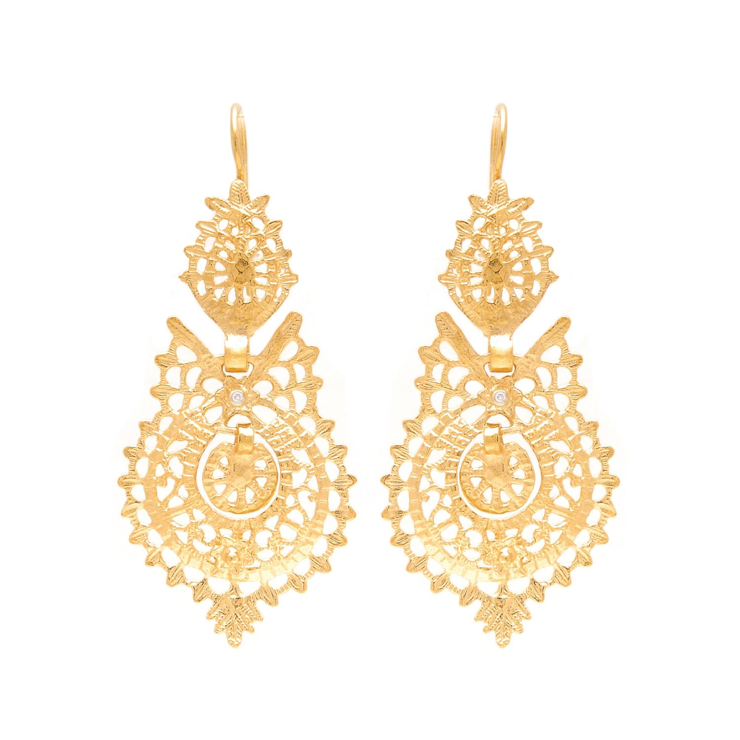 Queen Earrings in 19,2Kt Gold and Diamonds 