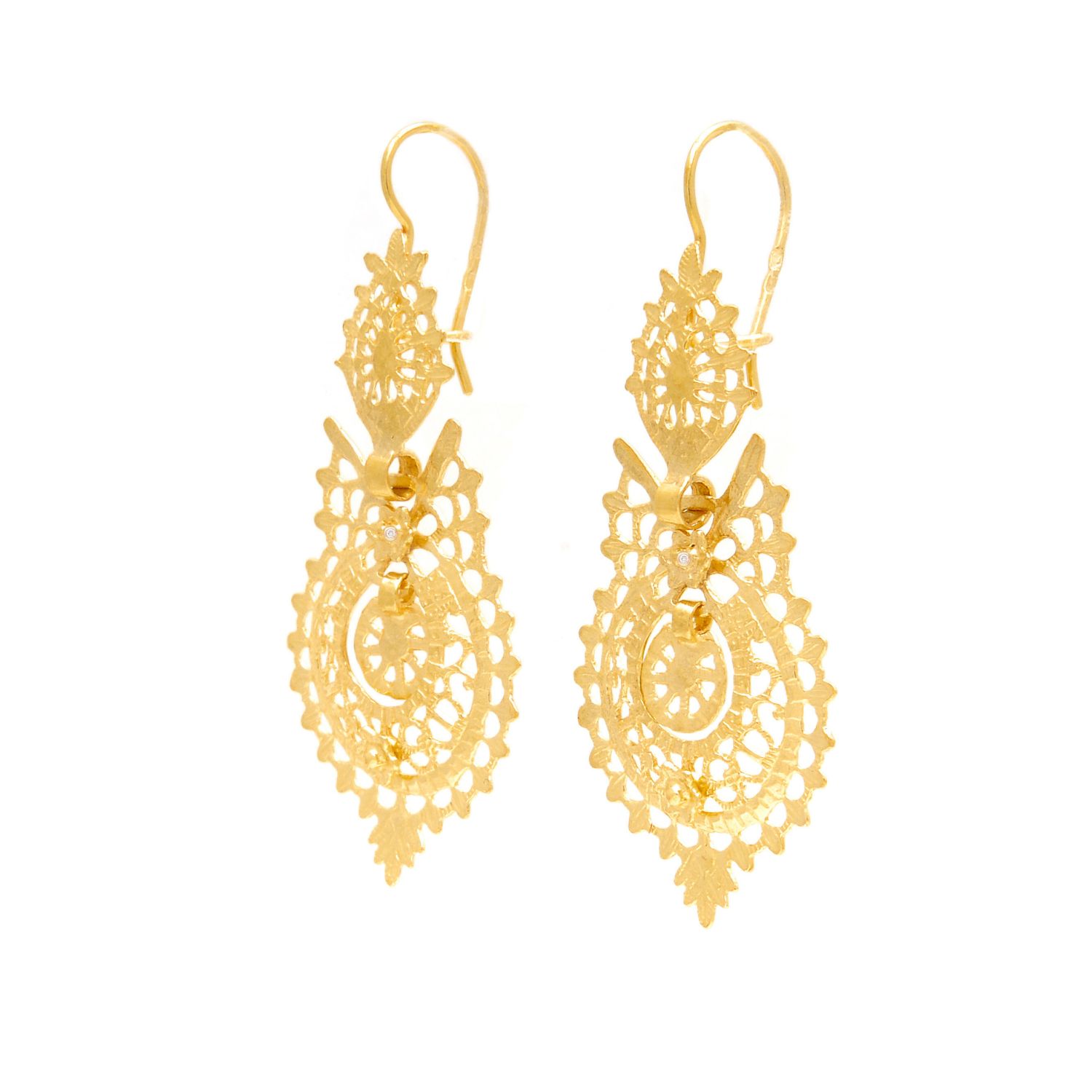 Queen Earrings in 19,2Kt Gold and Diamonds 