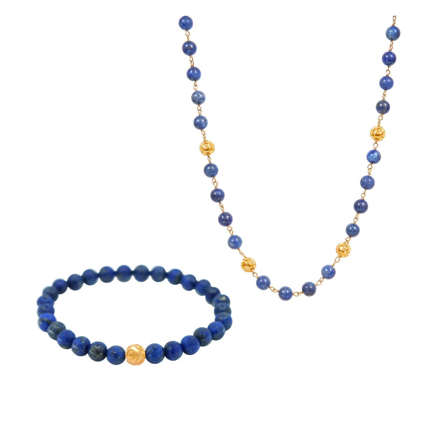 Set Viana's Contas in 19,2Kt Gold with Lapis Lazuli 