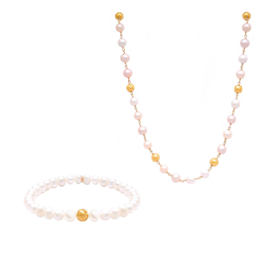 Set Viana's Contas in 19,2Kt Gold with Pearls 