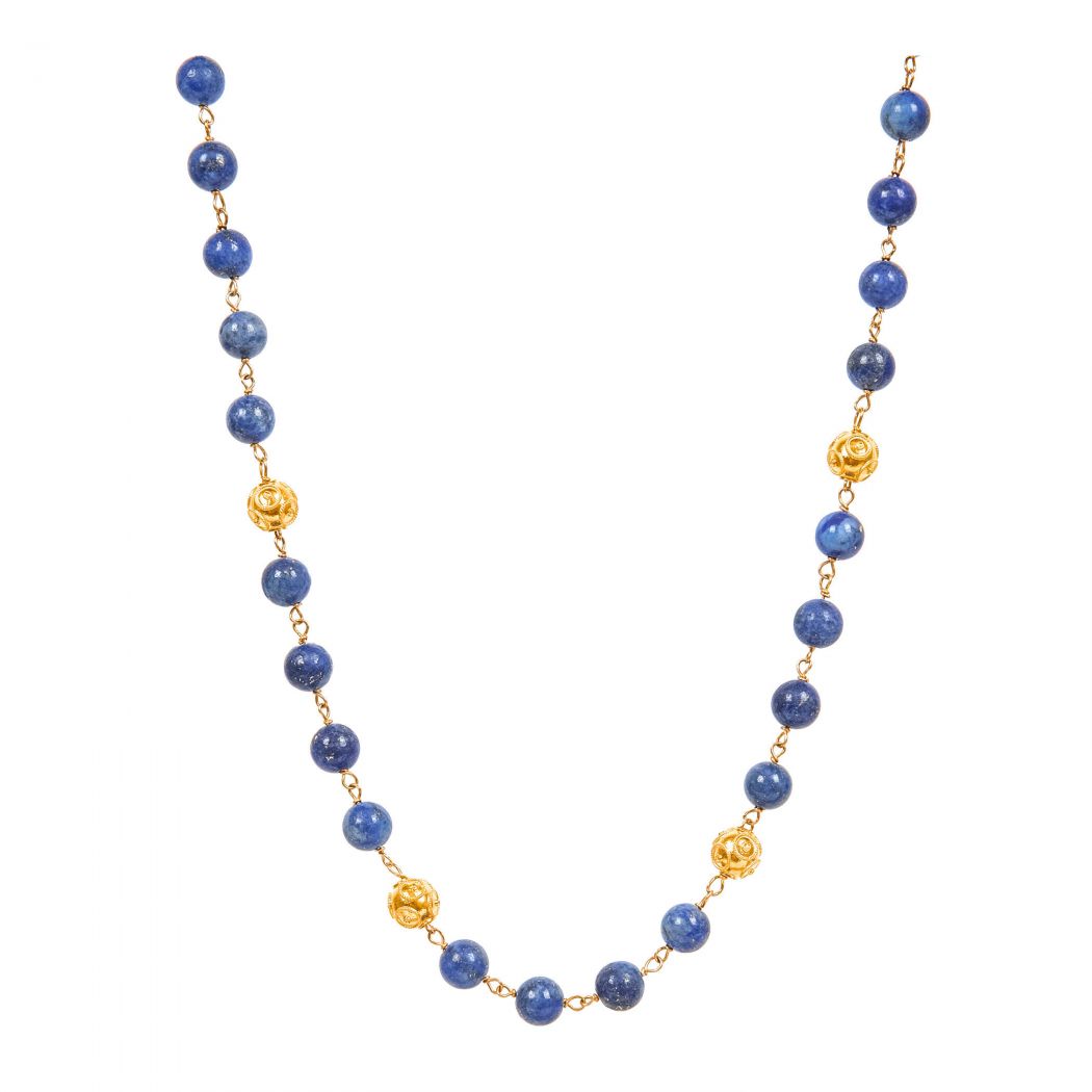 Necklace Viana's Contas in 19,2Kt Gold with Lapis Lazuli 