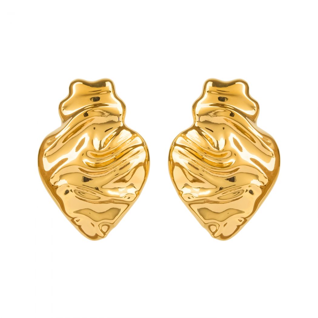 Earrings Melting Heart in Gold Plated Silver 