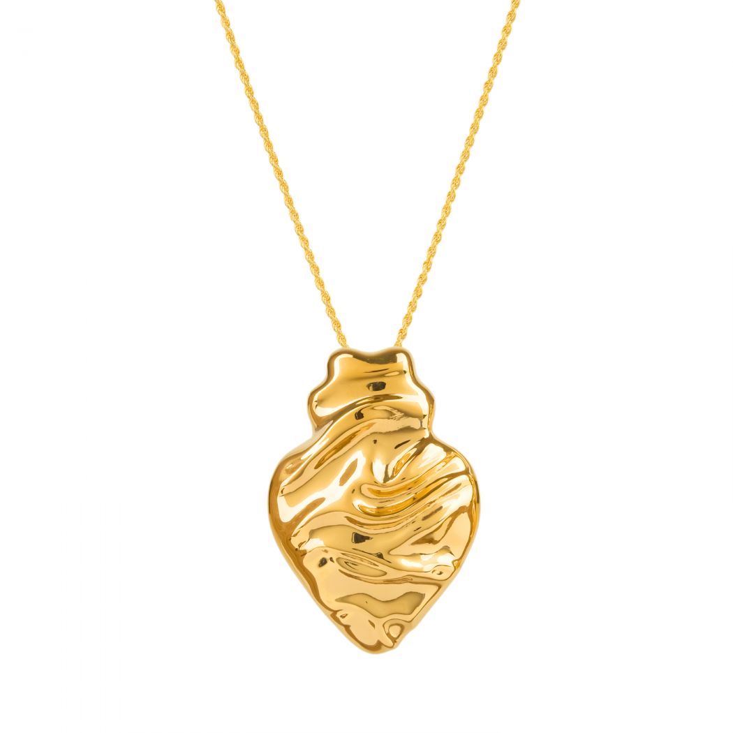 Necklace Melting Heart in Gold Plated Silver 