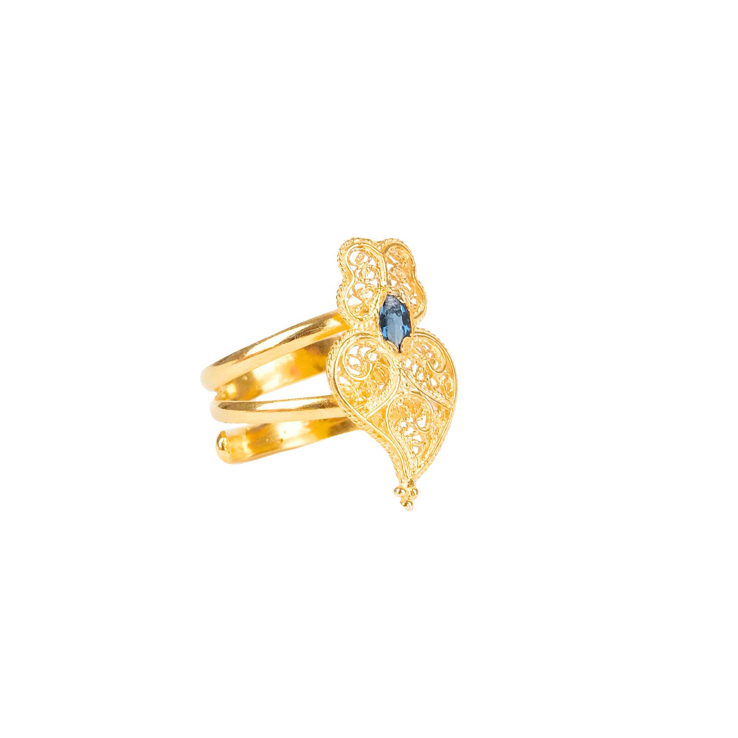 Ring Heart of Viana Blue in Gold Plated Silver 