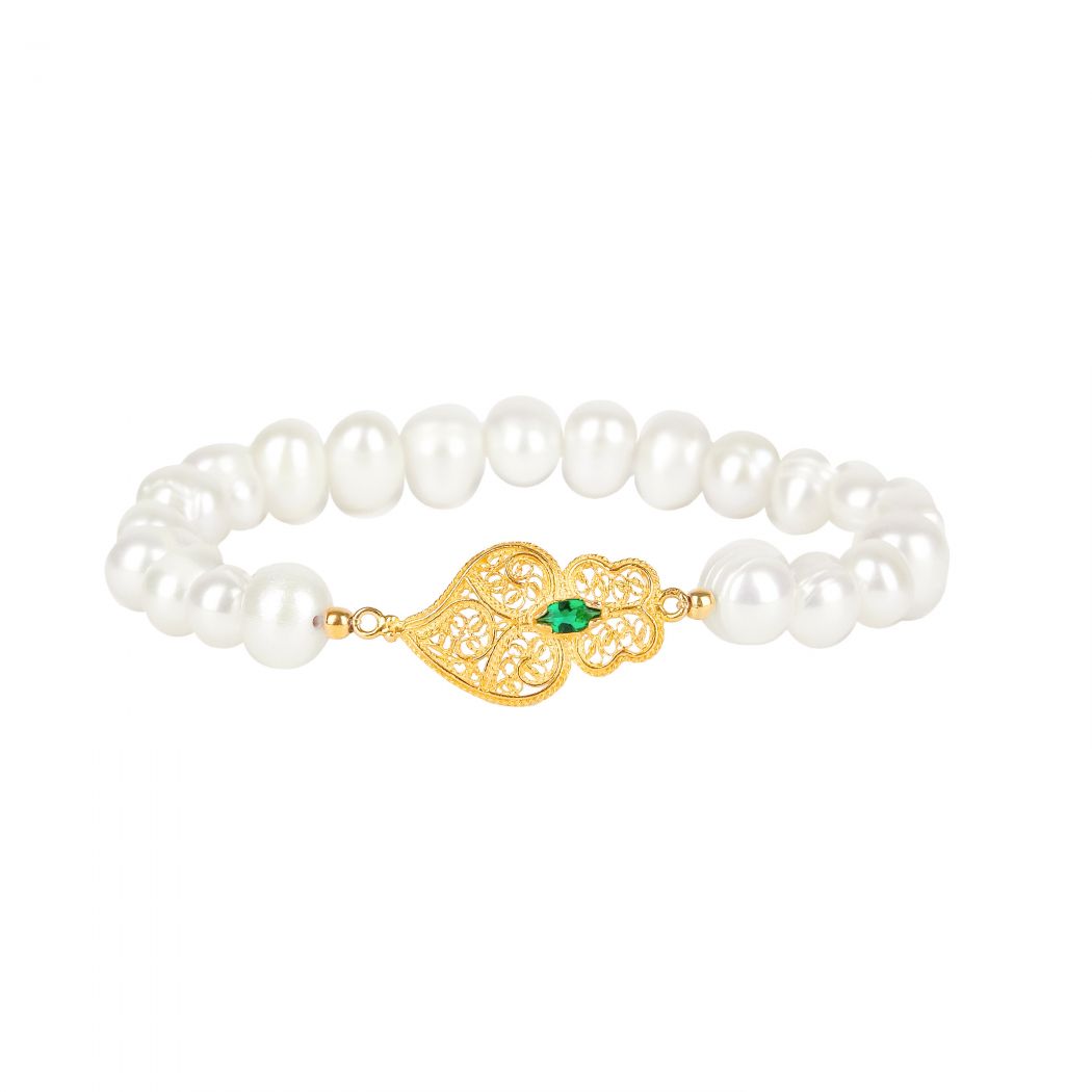 Bracelet Heart of Viana Green in Gold Plated Silver 