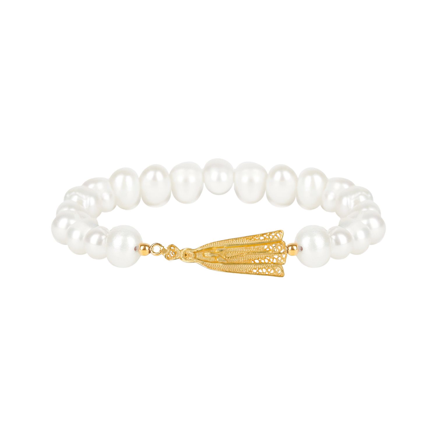 Bracelet Our Lady of Fátima in Gold Plated Silver and Pearls 