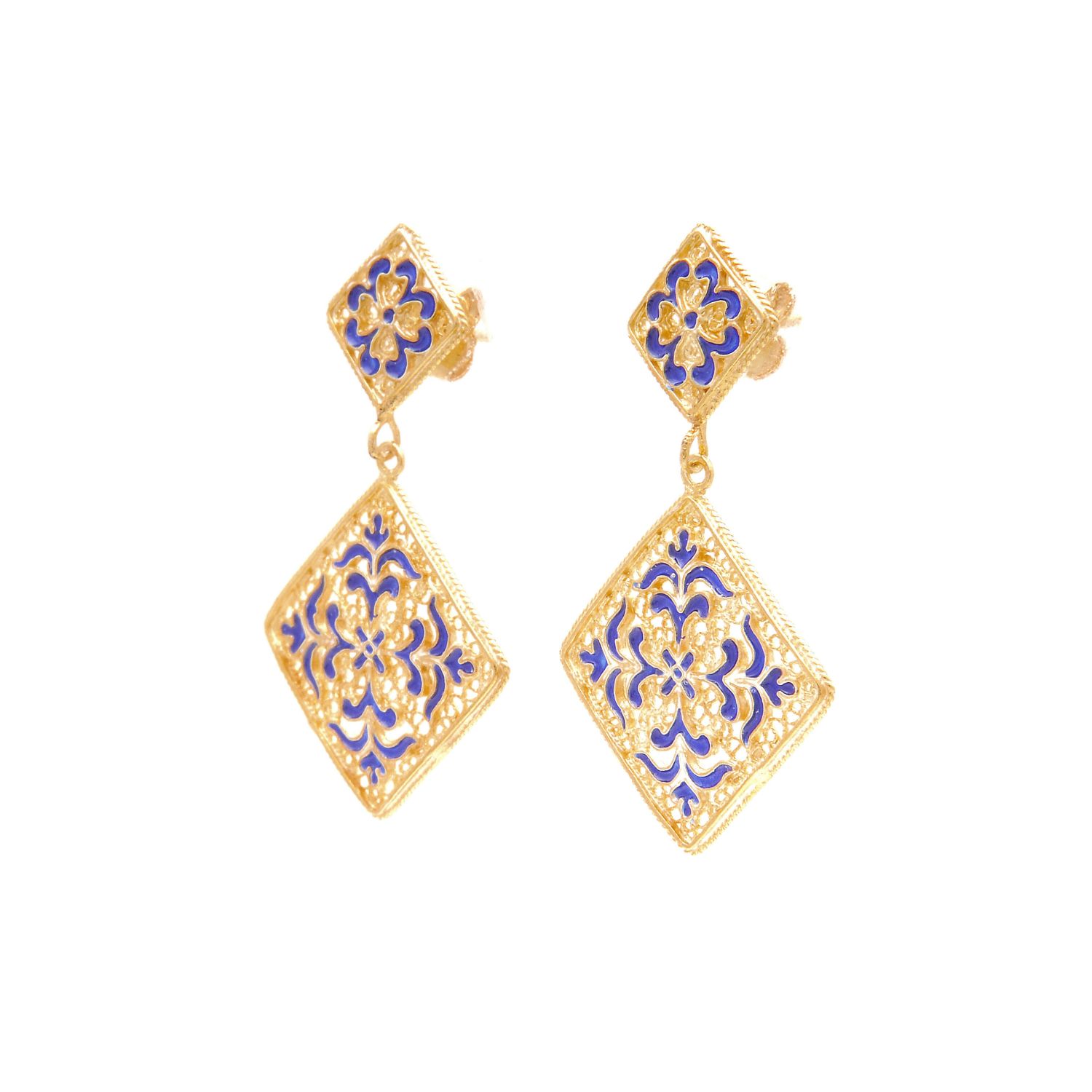 Earrings Azulejo in Gold Plated Silver 