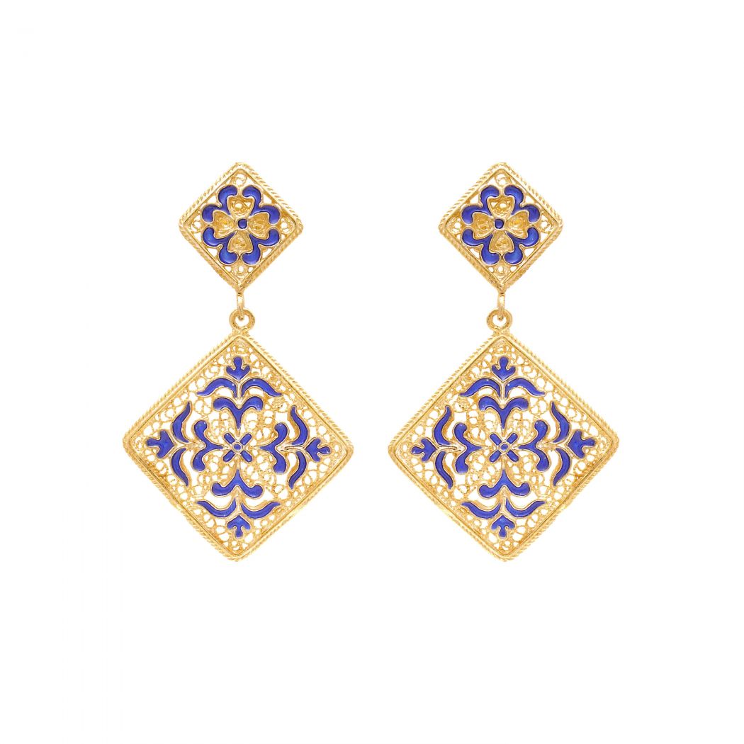 Earrings Azulejo in Gold Plated Silver 