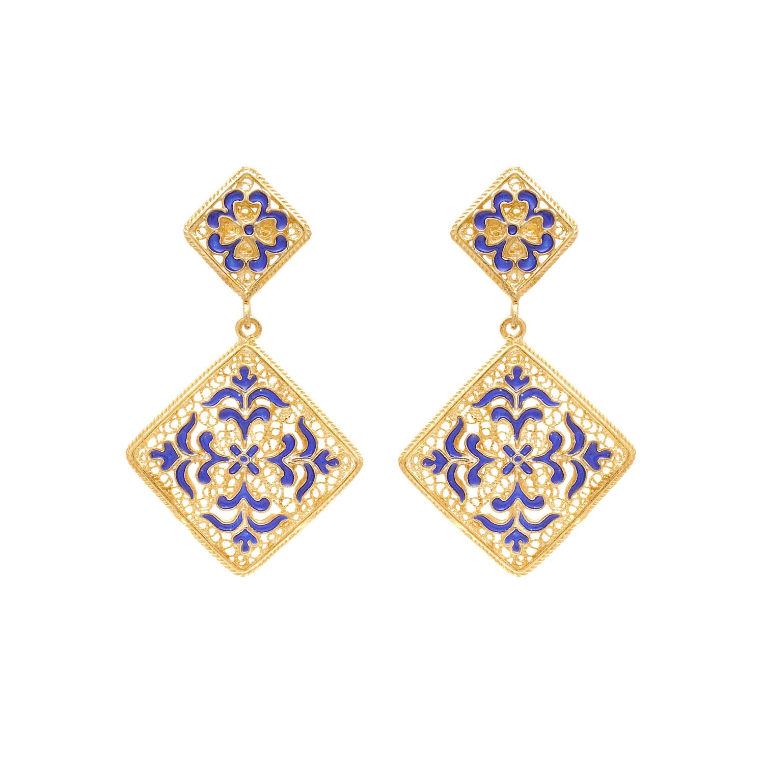 Earrings Azulejo in Gold Plated Silver 