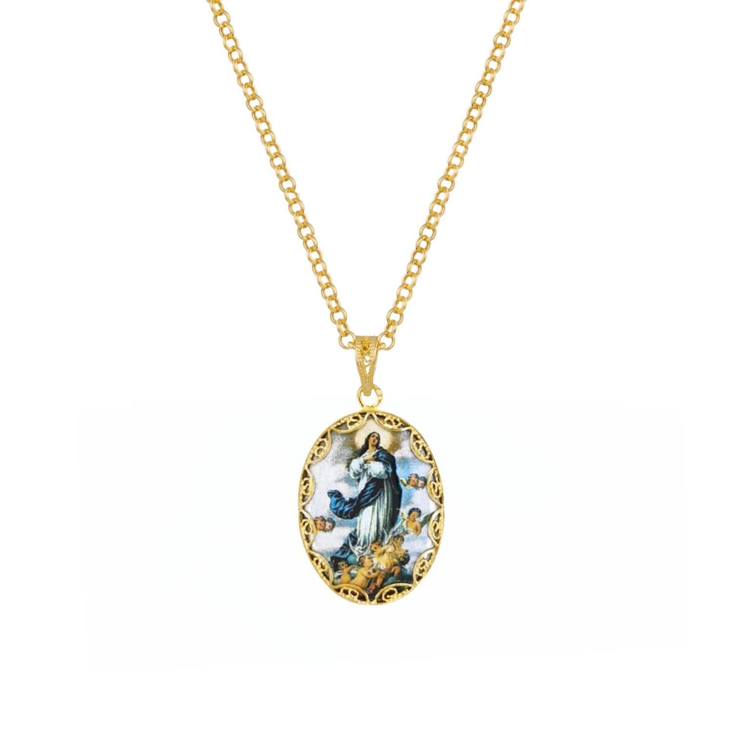 Necklace Our Lady of Conception in Gold Plated Silver 