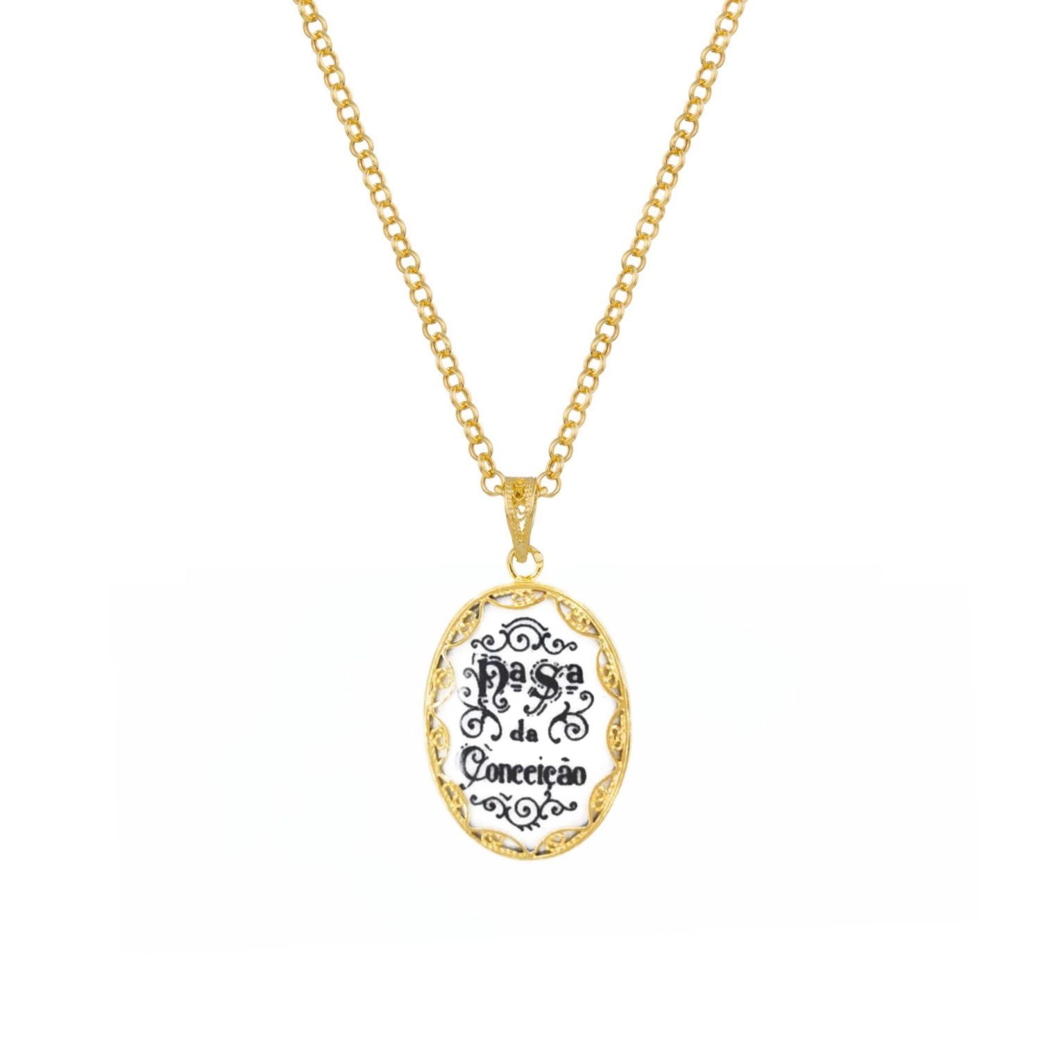 Necklace Our Lady of Conception in Gold Plated Silver 