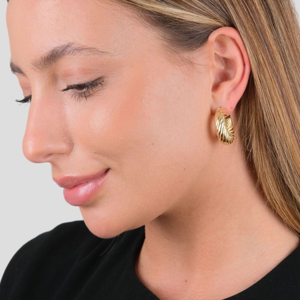 Earrings Hoops Intertwined in Gold Plated Silver 
