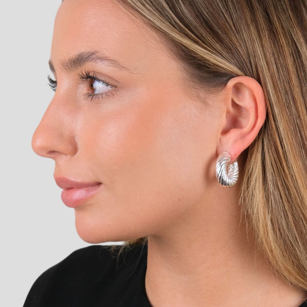 Earrings Hoops Intertwined in Silver 