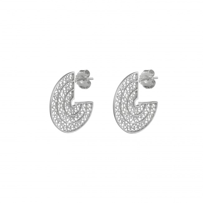 Boucles d'Oreilles 3/4 Cercles en Argent 