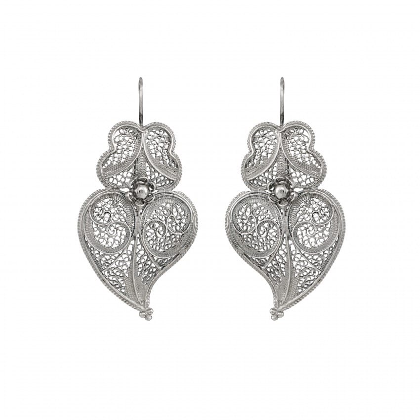 Earrings Heart of Viana 4,5 cm in Silver 