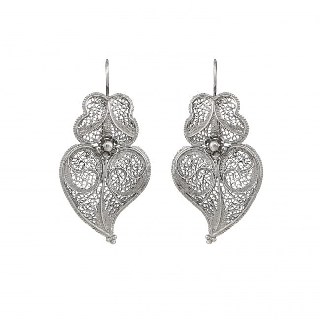 Boucles d'Oreilles Coeur de Viana 4,5cm en Argent 