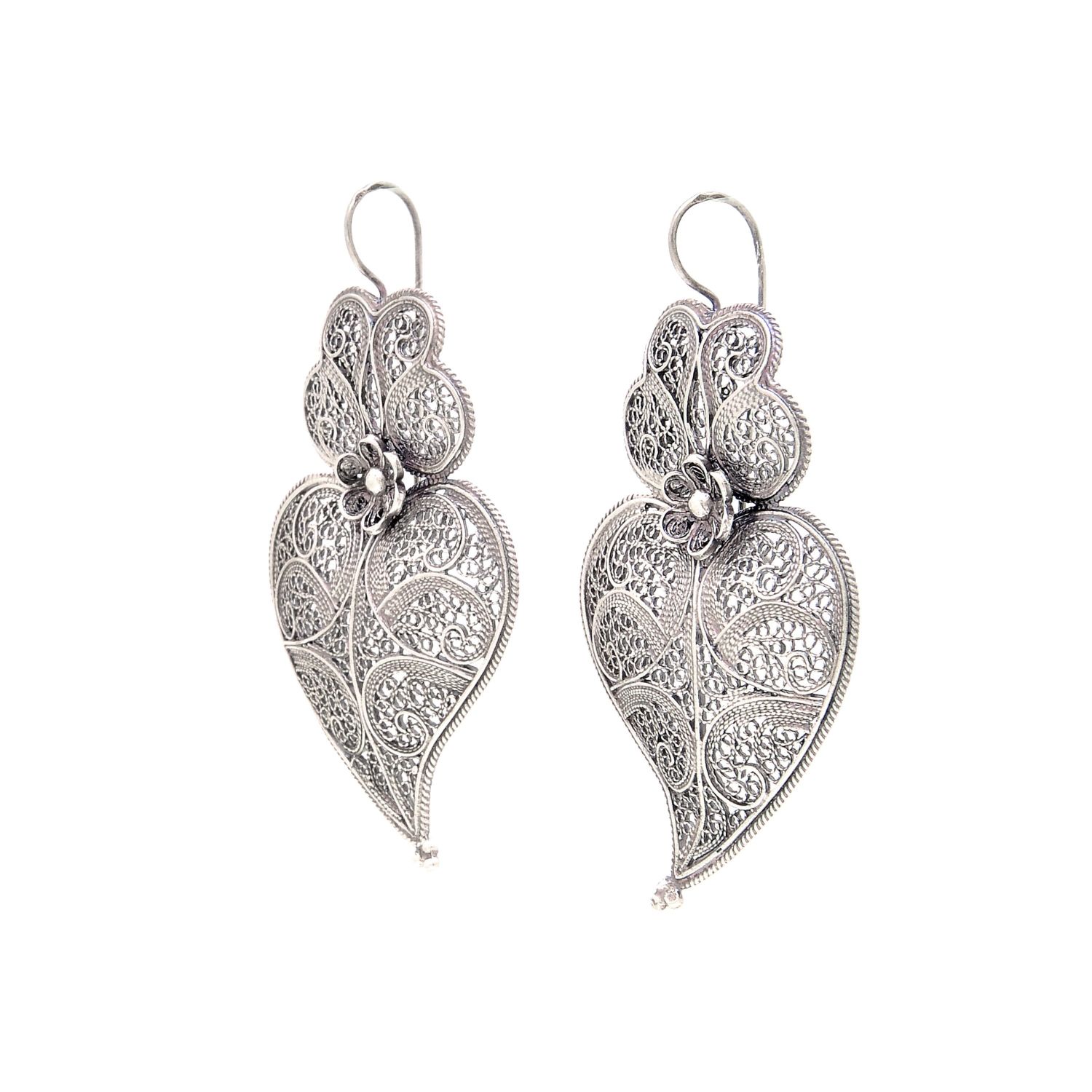 Earrings Heart of Viana 5,5cm in Silver 