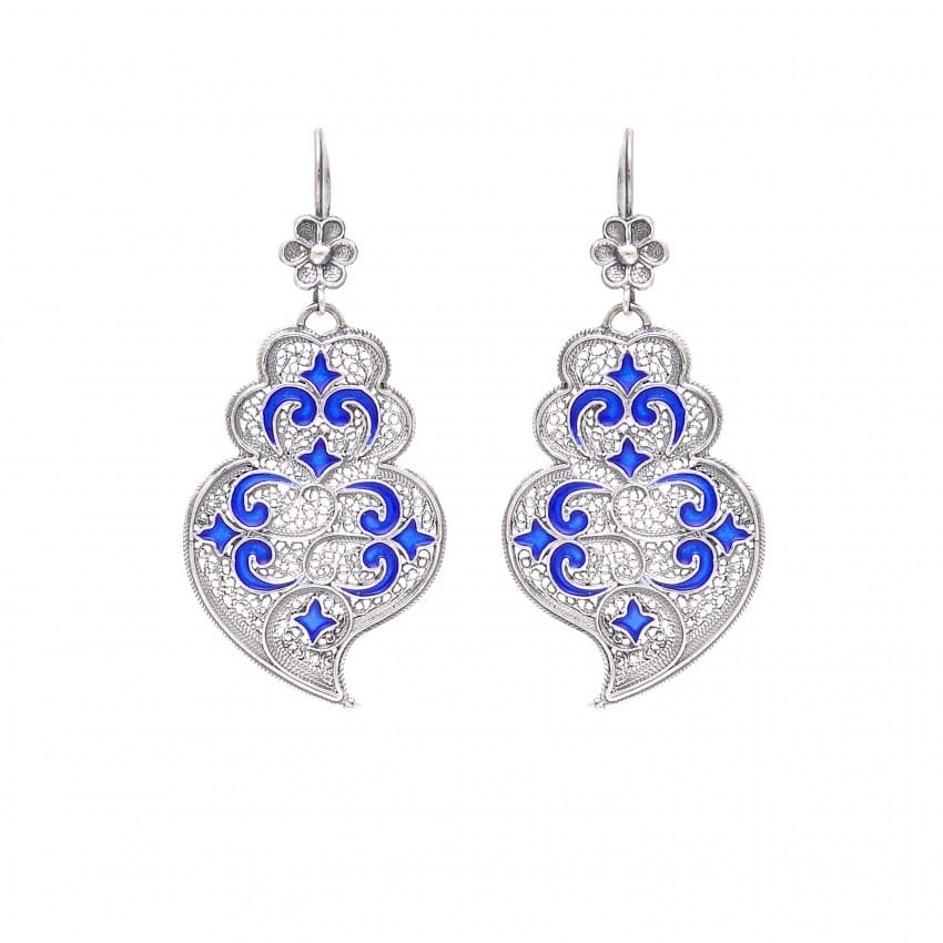 Boucles d'Oreilles Coeur de Viana Azulejo en Argent 