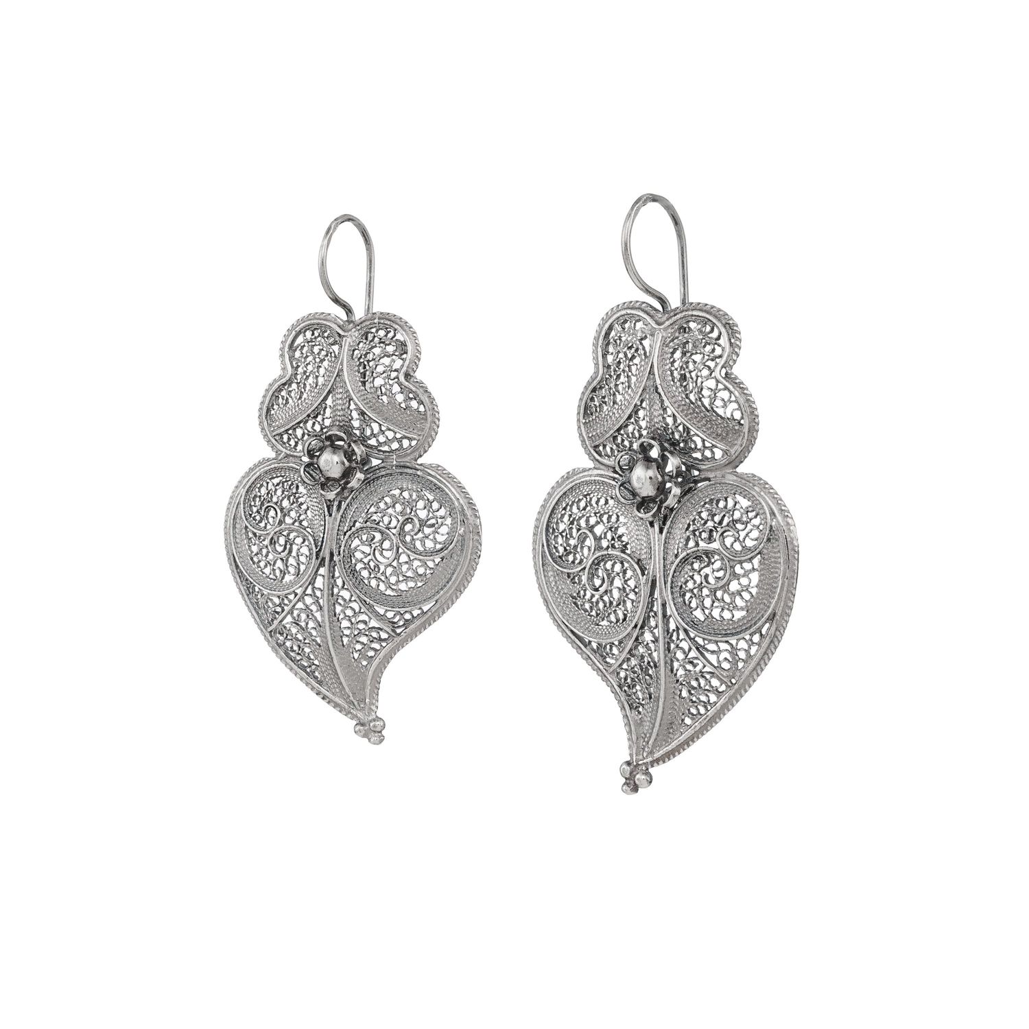 Earrings Heart of Viana 4,5 cm in Silver 