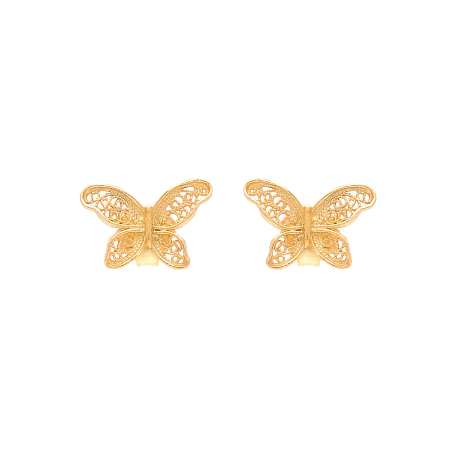 Earrings Butterfly in Gold Plated Silver - Portugal Jewels