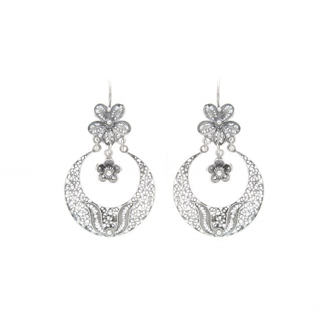 Pendientes Flor Recogidas de Plata 