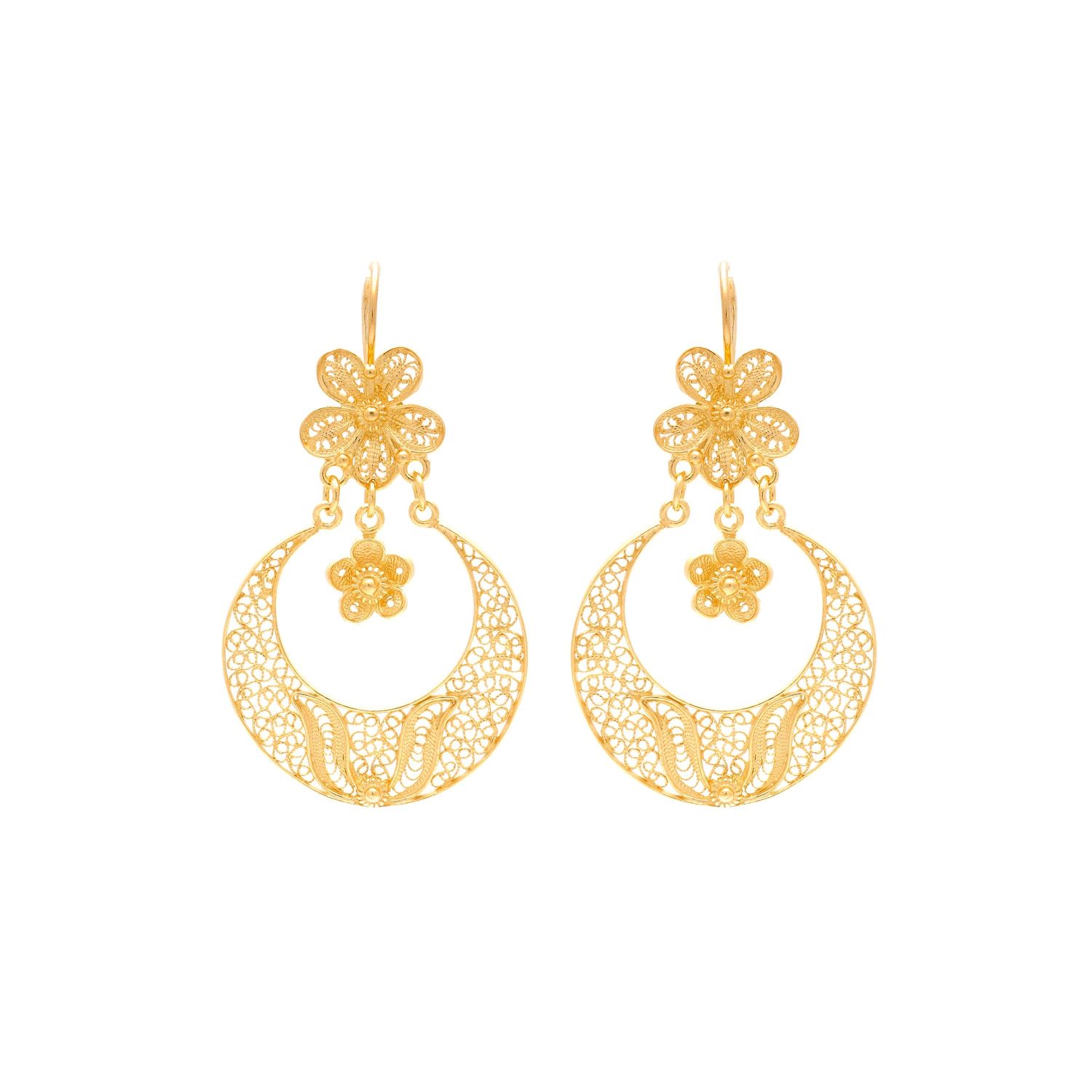 Earrings Arrecadas Flower in Gold Plated Silver 