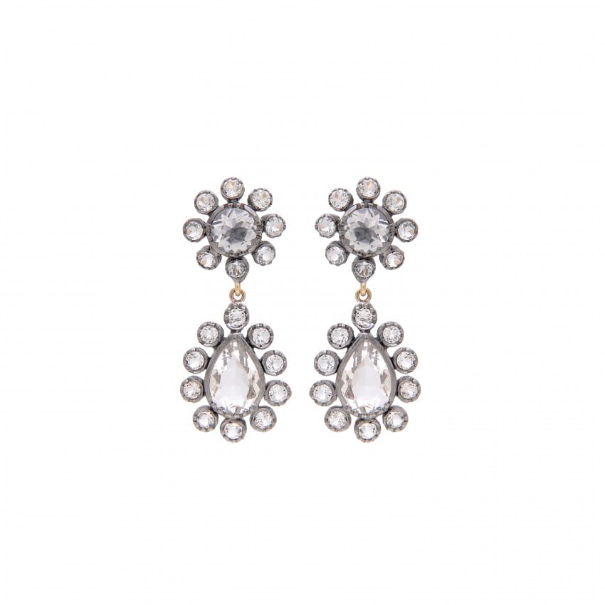 Earrings Ciclo Rock Crystal in Silver and Gold 