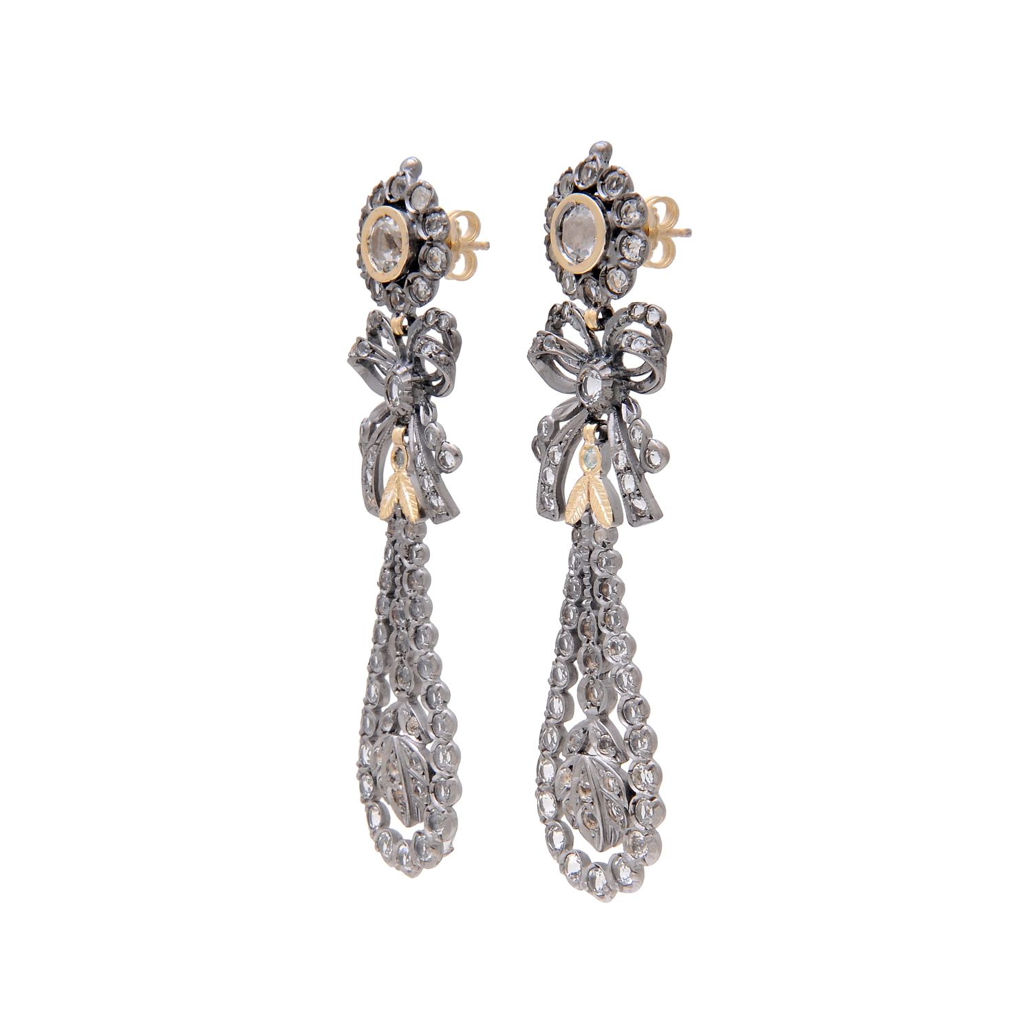 King Earrings Rock Crystal in Silver and Gold 