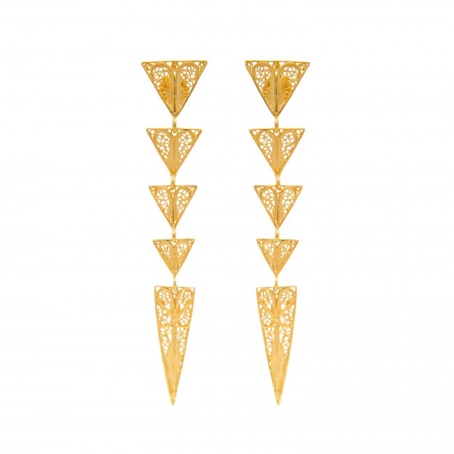 Boucles d'Oreilles Triangles en Argent Plaqué Or 