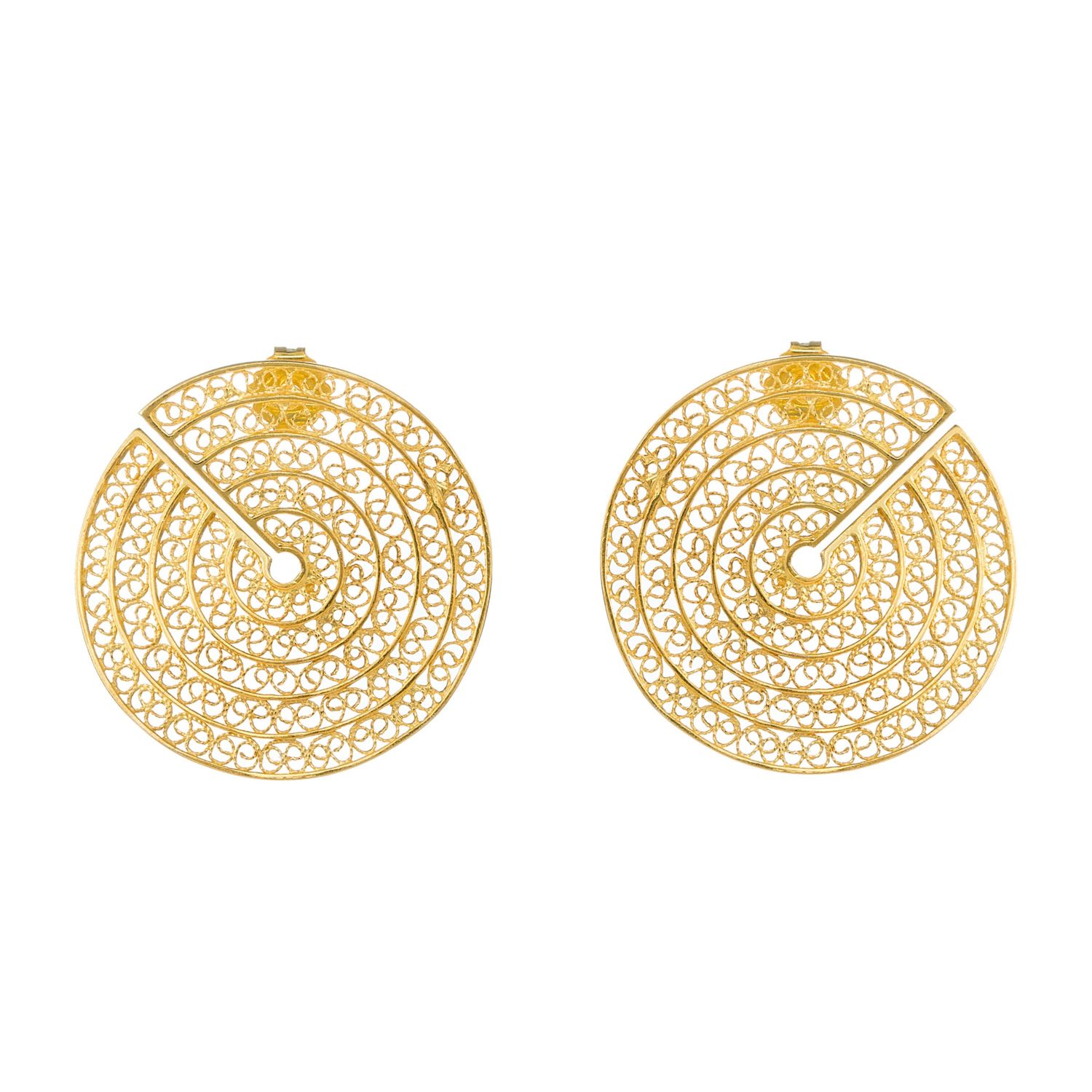 Earrings Cut Circles in Gold Plated Silver 