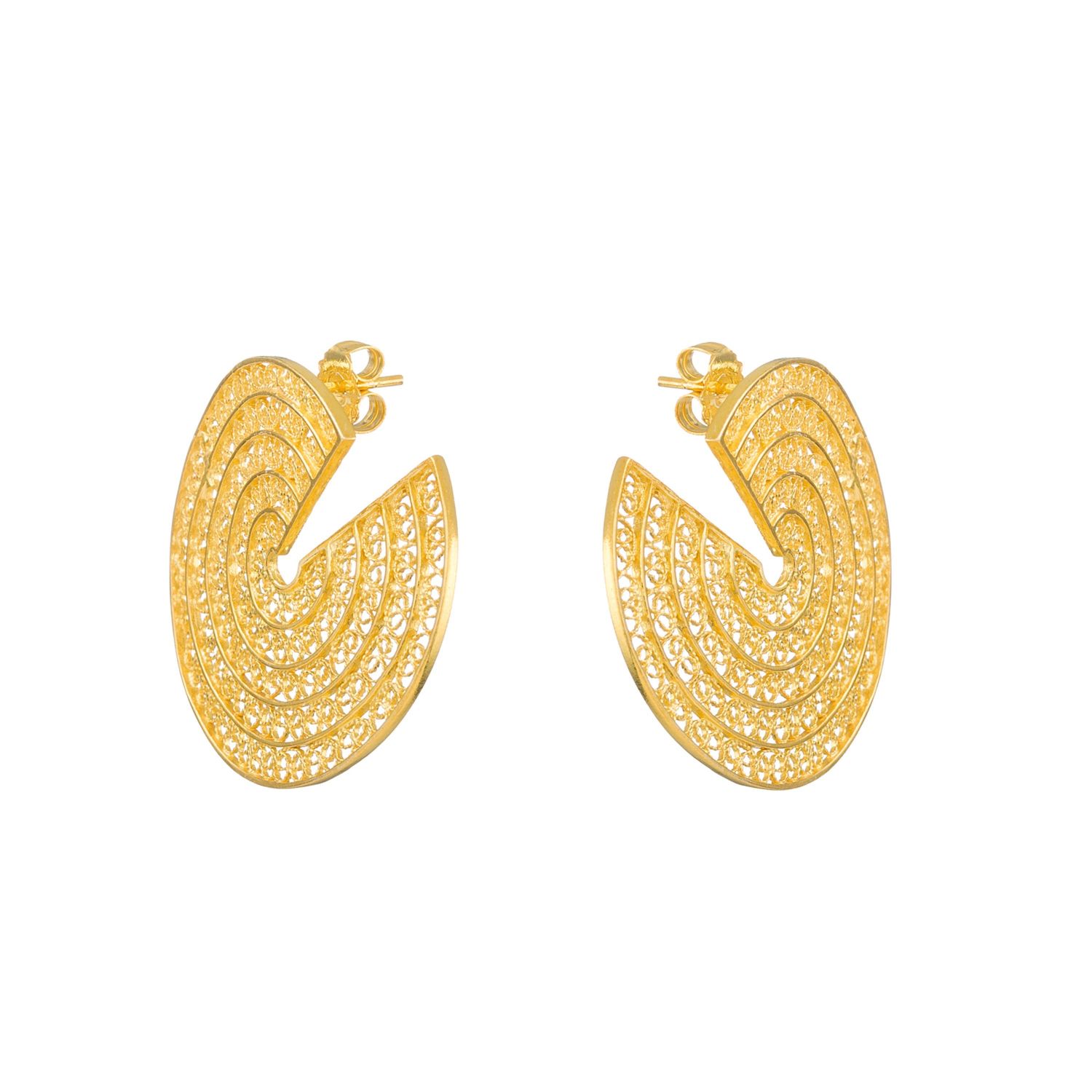 Earrings Cut Circles in Gold Plated Silver 