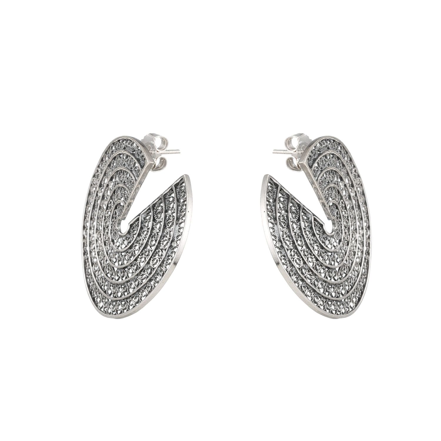 Earrings Cut Circles in Silver 