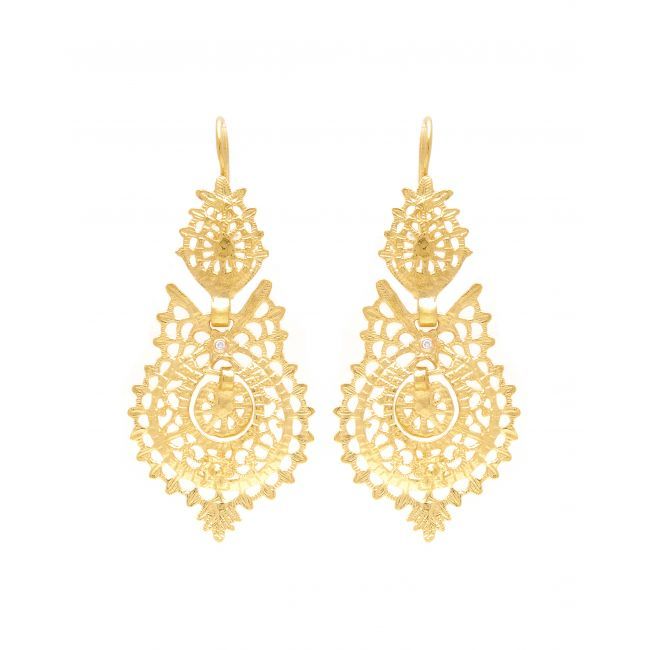 Boucles d'Oreilles Reine en Or 19,2 Carats et diamants 