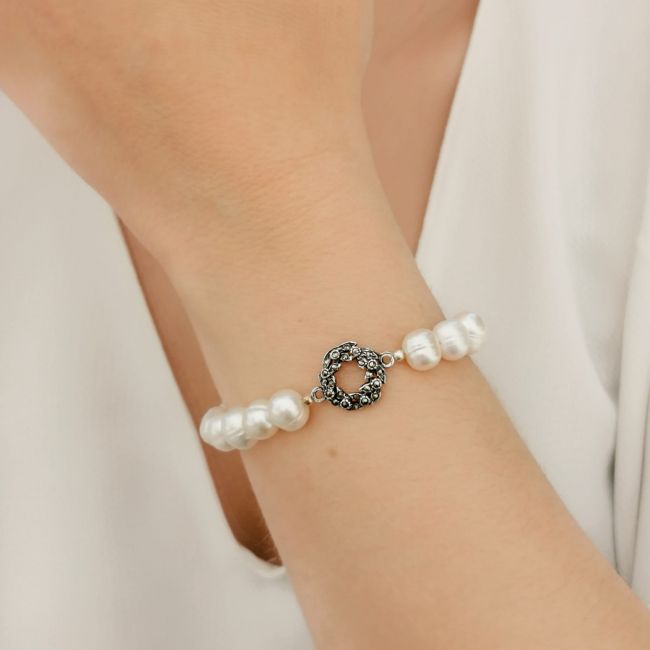 Bracelet Couronne Marcassites en Argent 