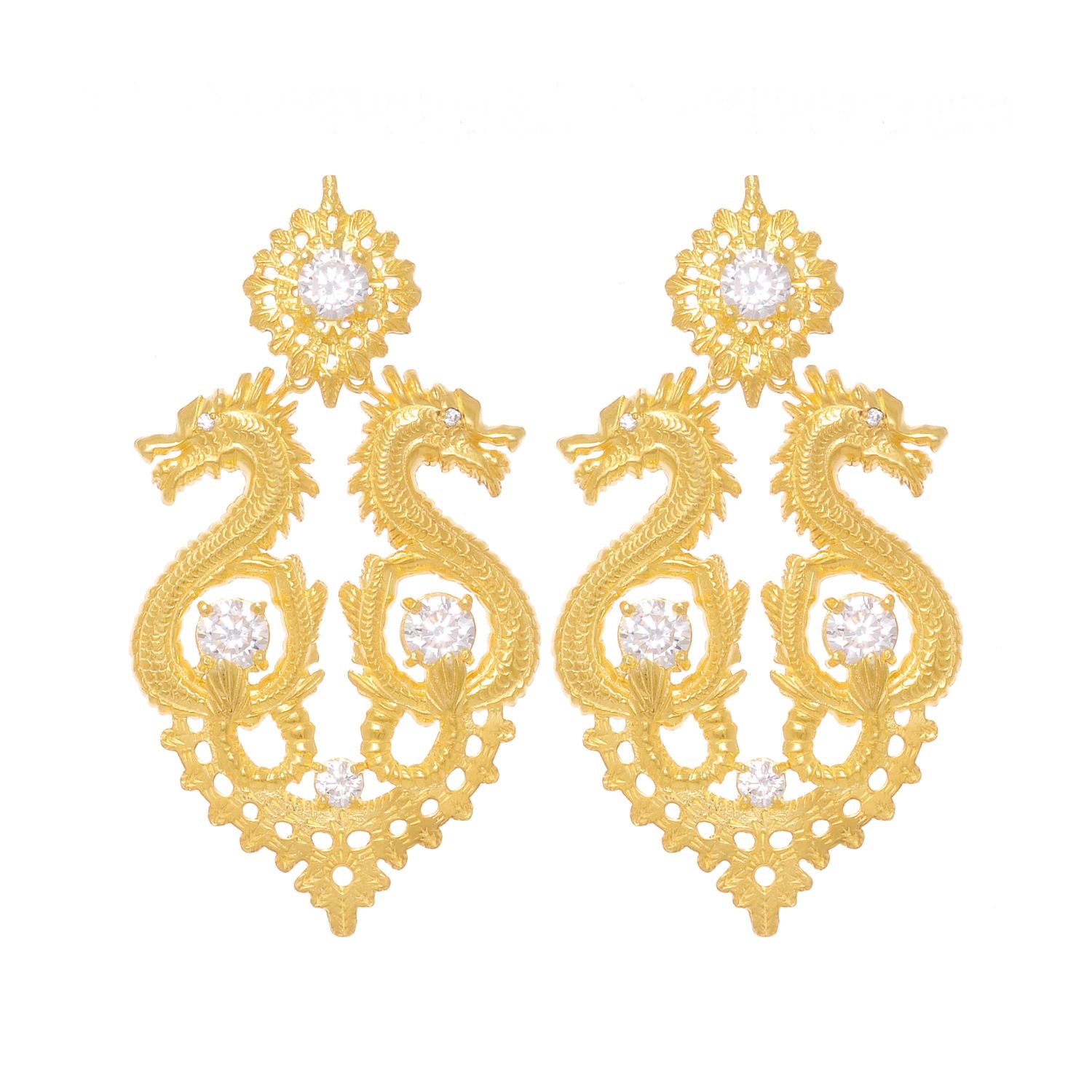 Earrings Queen Dragon XL in Gold Plated Silver 