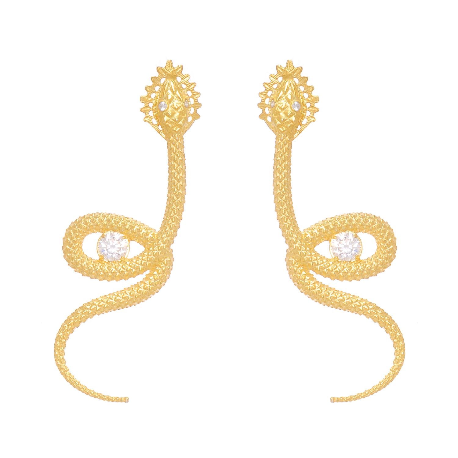 Earrings Snake Zirconia in Gold Plated Silver 